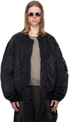 JiyongKim Black Sun-Bleached Flight Bomber Jacket