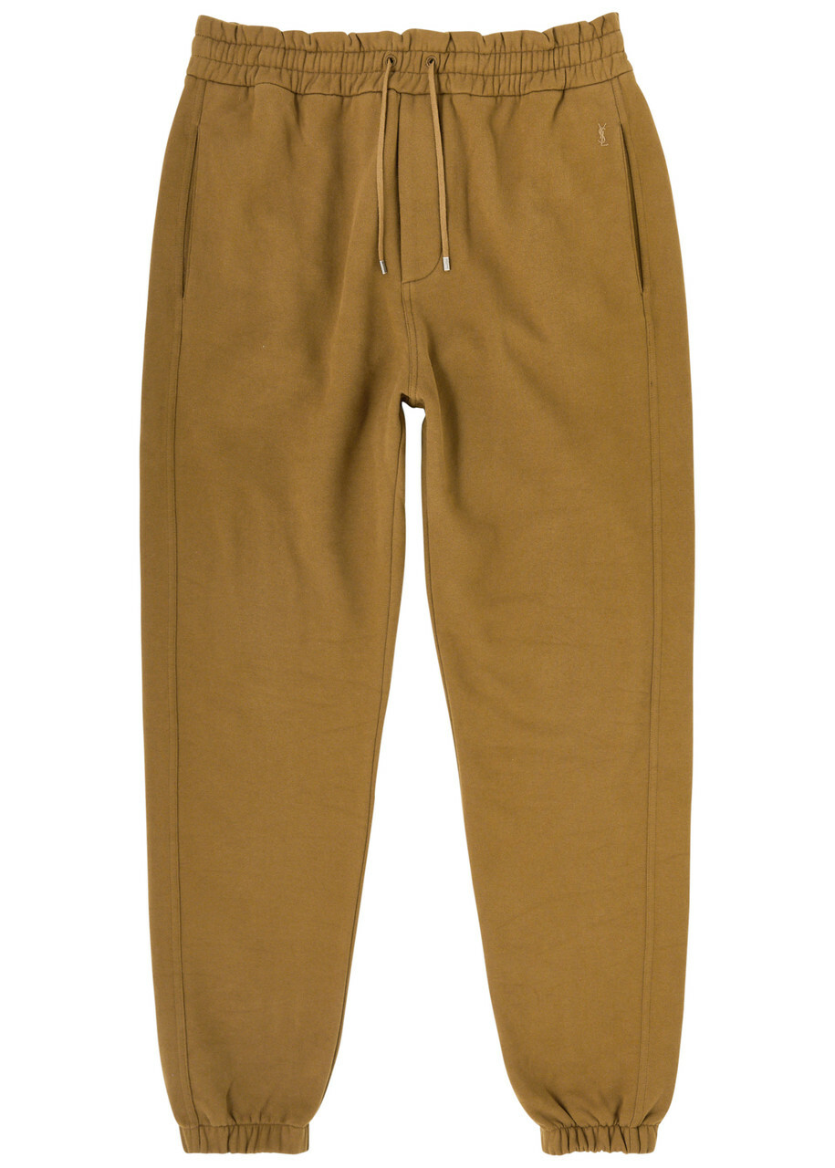Saint Laurent Logo-embroidered Cotton Sweatpants Camel