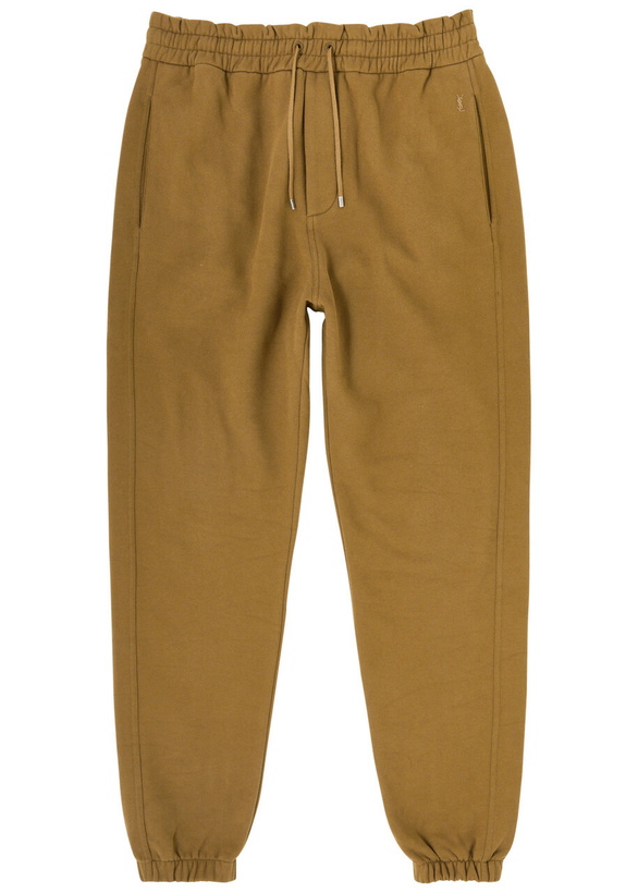 Photo: Saint Laurent Logo-embroidered Cotton Sweatpants Camel