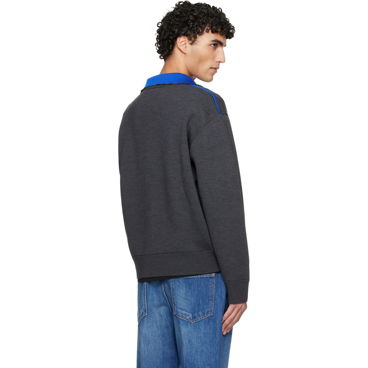 Givenchy Gray Couture Seam Half-Zipped Sweater