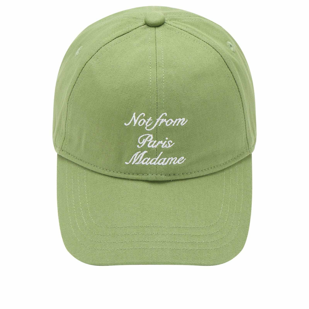 Drôle de Monsieur Men's Calligraphy Slogan Cap in Light Green 