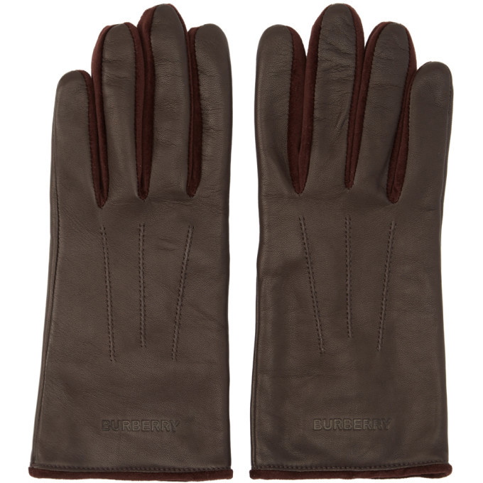 Photo: Burberry Burgundy Leather and Velvet Classic Gloves