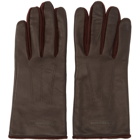 Burberry Burgundy Leather and Velvet Classic Gloves