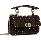 Valentino Garavani Brown Rockstud Spike Small Suede Bag