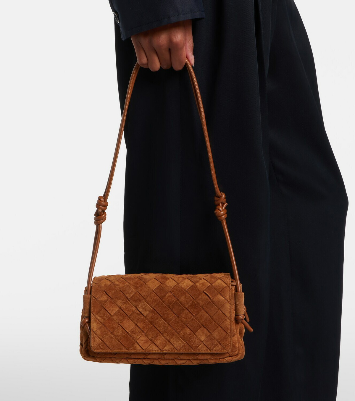 Bottega Veneta Notturno Intrecciato Small suede crossbody bag