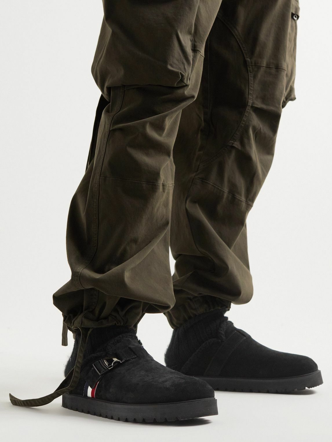 Moncler Black Slip-On Clog with Shearling Lining Moncler - Faux Shearling-Lined Suede Clogs - Black Moncler main image 2
