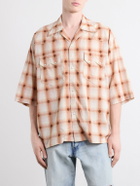 KAPITAL - Camp-Collar Checked Cotton Western Shirt - Orange