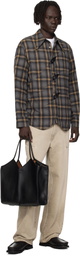 HEREU Black Calella Squared Medium Grainy Tote