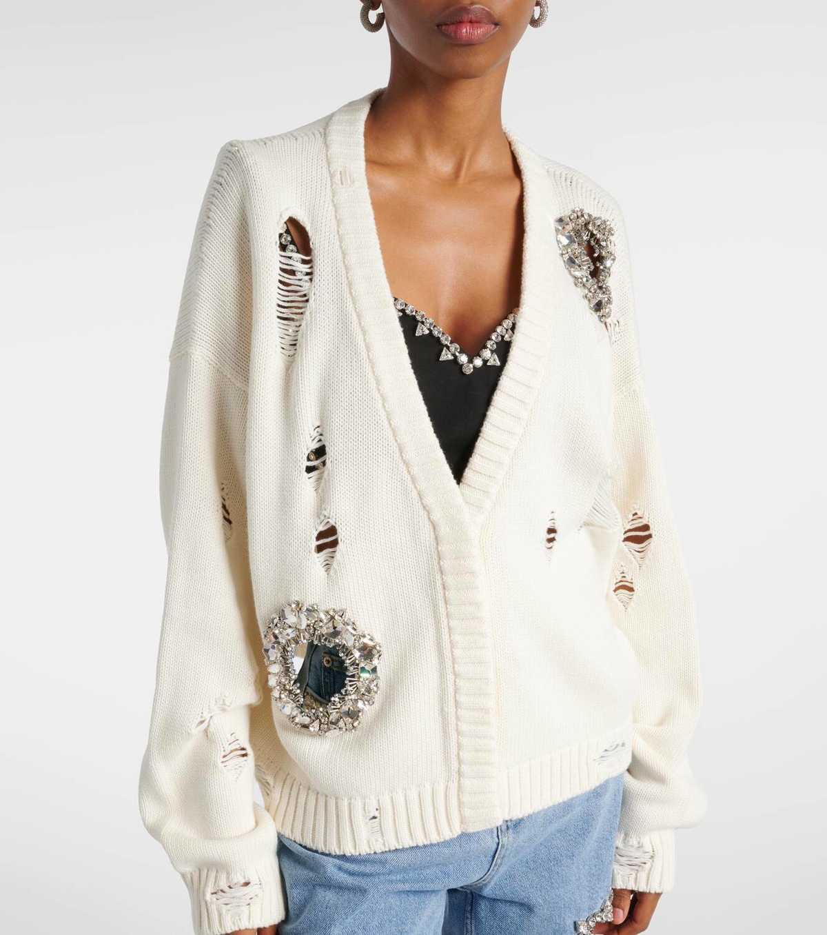 Area Crystal-embellished cotton and cashmere cardigan