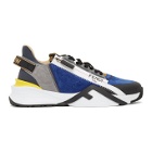 Fendi Blue and Grey Suede Flow Sneakers