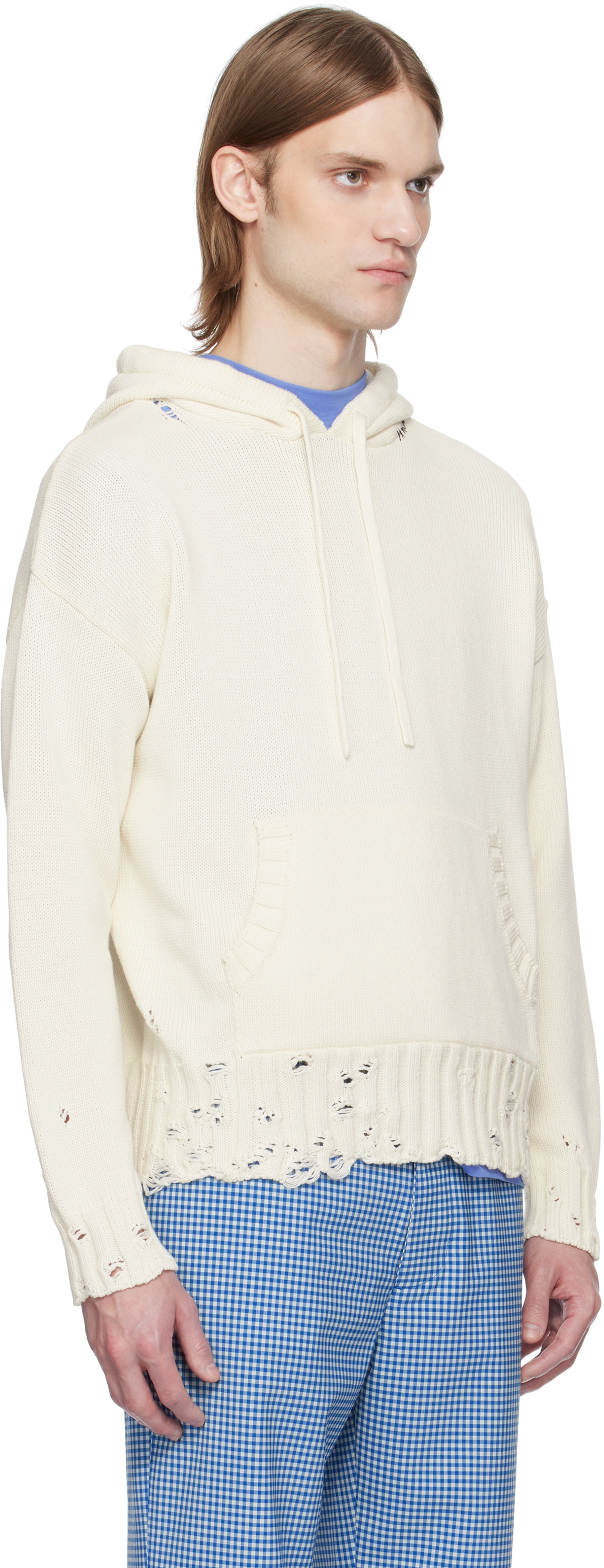 Marni Off-White Dishevelled Cotton Hoodie