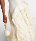 Xu Zhi Halterneck feather-trimmed gown