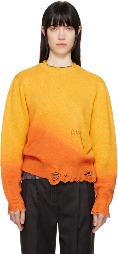 Photo: Dime Yellow & Orange Cat Knit Sweater