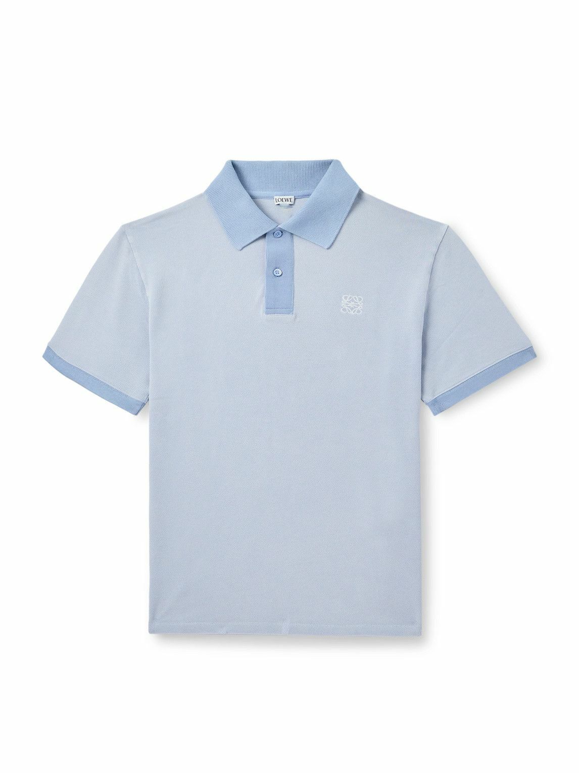 LOEWE - Logo-Embroidered Cotton-Piqué Polo Shirt - Blue