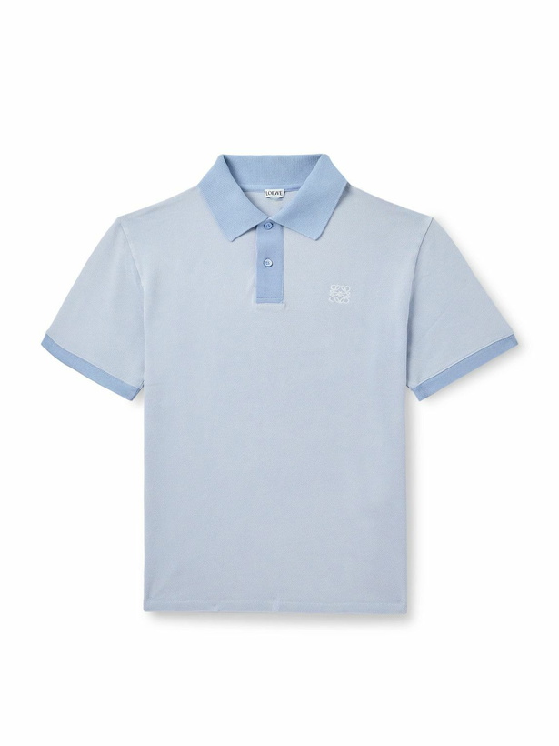Photo: LOEWE - Logo-Embroidered Cotton-Piqué Polo Shirt - Blue