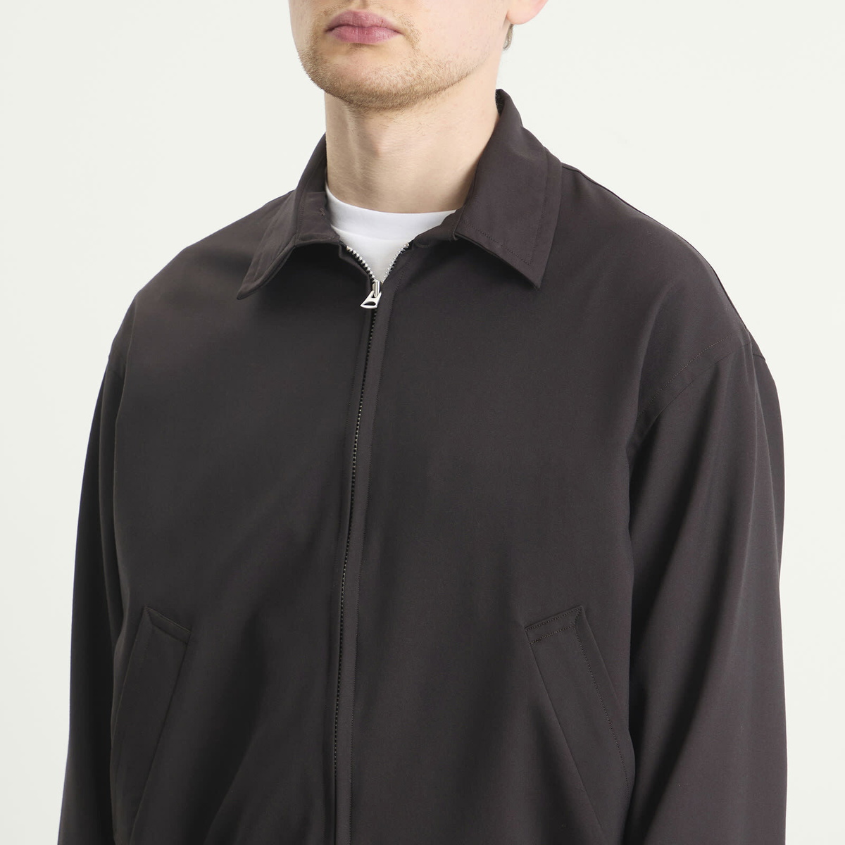 Kaptain Sunshine Men's Wool Poplin Zip Blouson in Espresso