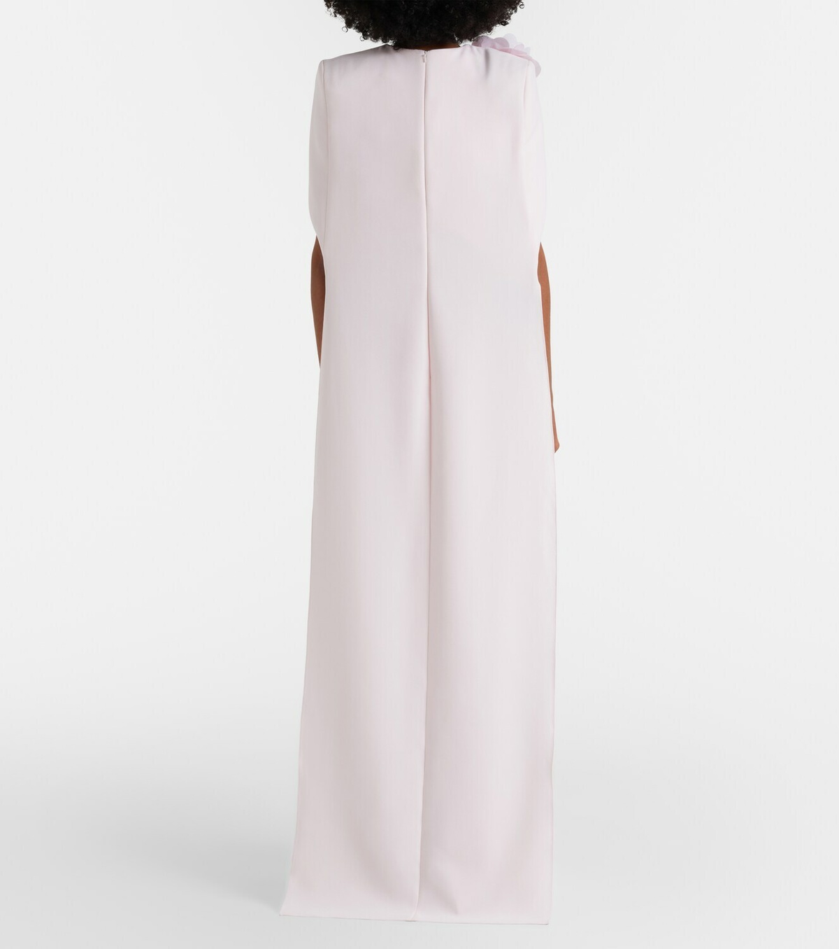 Safiyaa Lennox floral-appliqué caped crêpe gown