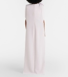 Safiyaa Lennox floral-appliqué caped crêpe gown