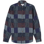 Corridor Men's Patchwork Plaid Shirt in Navy