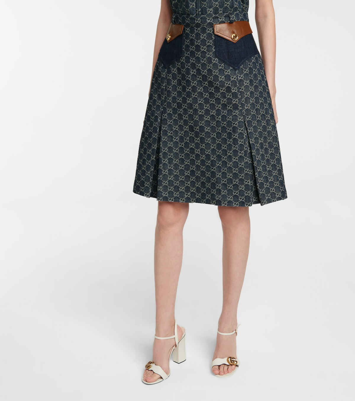 Gucci - GG jacquard denim midi skirt