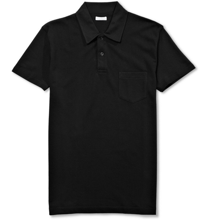 Photo: Sunspel - Riviera Slim-Fit Cotton-Mesh Polo Shirt - Men - Black