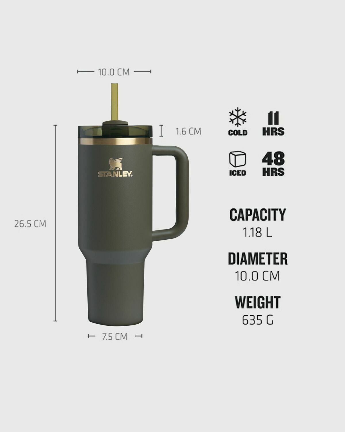 Stanley The Quencher H2.O FlowState™ Tumbler 40 oz Grey Mens Outdoor Equipment/Kitchen- & Tableware