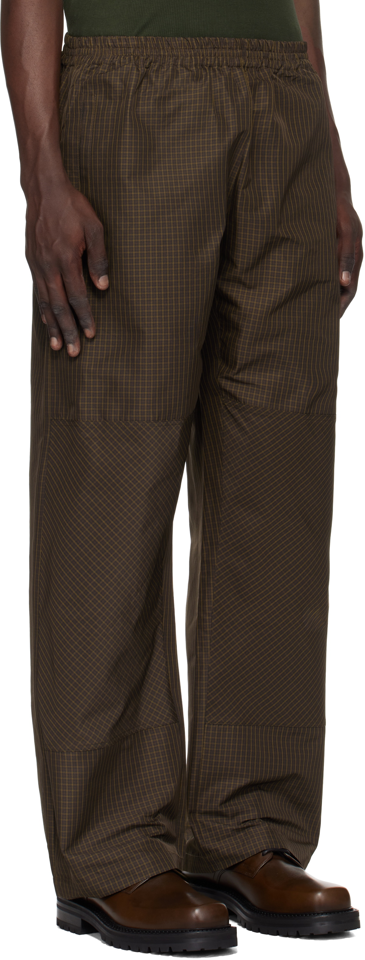Umbro Brown Mini Check Double Knee Trousers Umbro