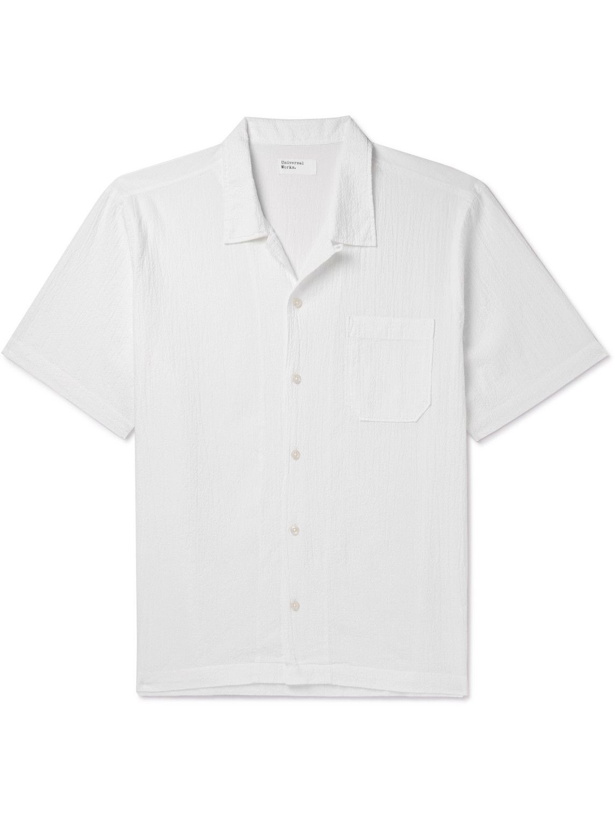 Photo: Universal Works - Road Convertible-Collar Stretch-Cotton Seersucker Shirt - White