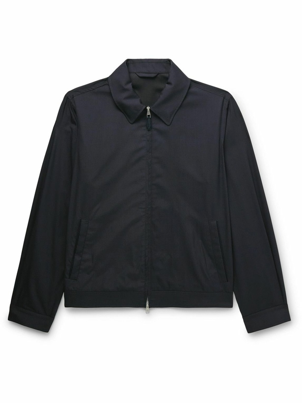 Photo: Dunhill - Wool and Mulberry Silk-Blend Blouson Jacket - Blue