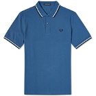 Fred Perry Men's Slim Fit Twin Tipped Polo Shirt in Midnight Blue/Snow White/Black