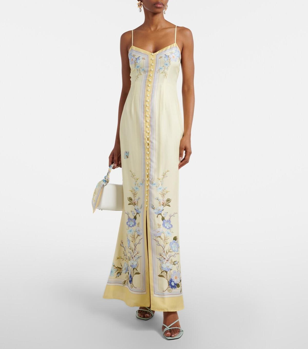 Self-Portrait Floral silk satin maxi dress