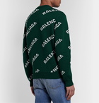 Balenciaga - Logo-Intarsia Wool-Blend Sweater - Green