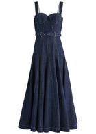 Huishan Zhang Keya Denim Maxi Dress Blue