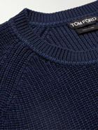 TOM FORD - Slim-Fit Ribbed Wool and Silk-Blend Sweater - Blue