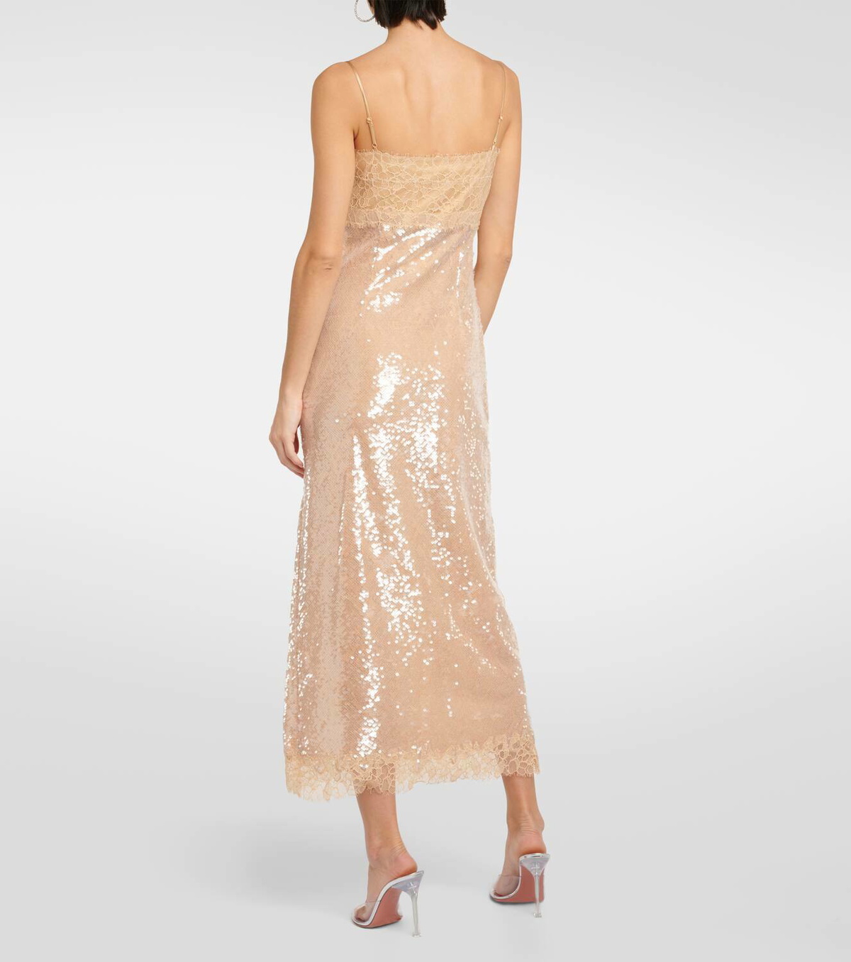 Simkhai Valentina Lace-trimmed Sequined Slip Dress Simkhai