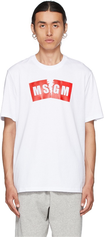 Photo: MSGM White Broken Logo T-Shirt