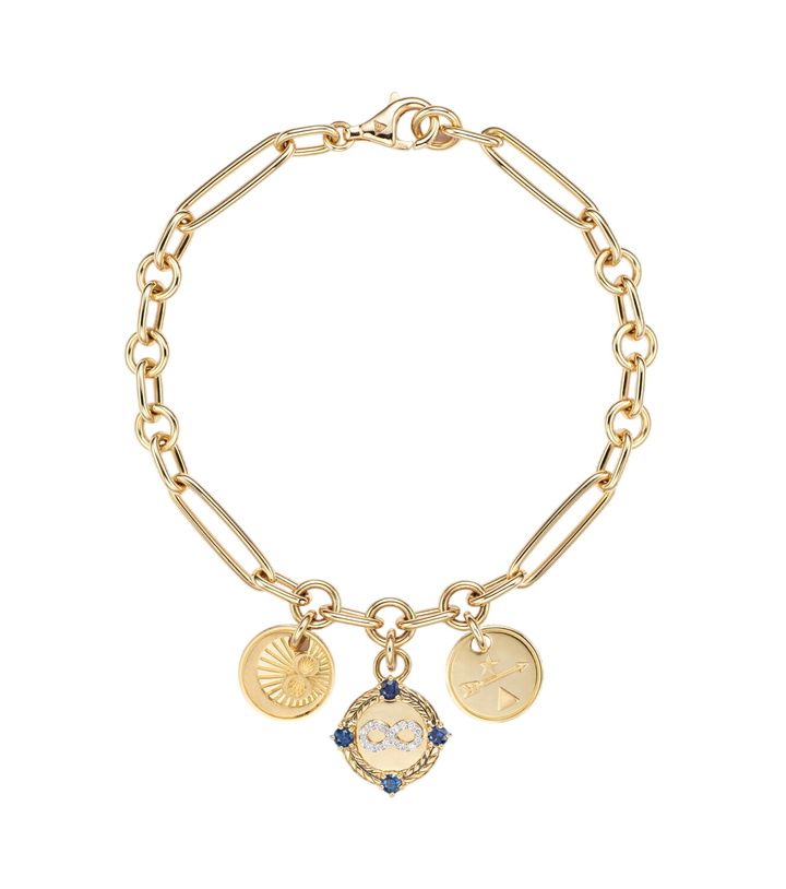 Photo: FoundRae Infinite Gratitude 18kt gold bracelet with diamonds and sapphires