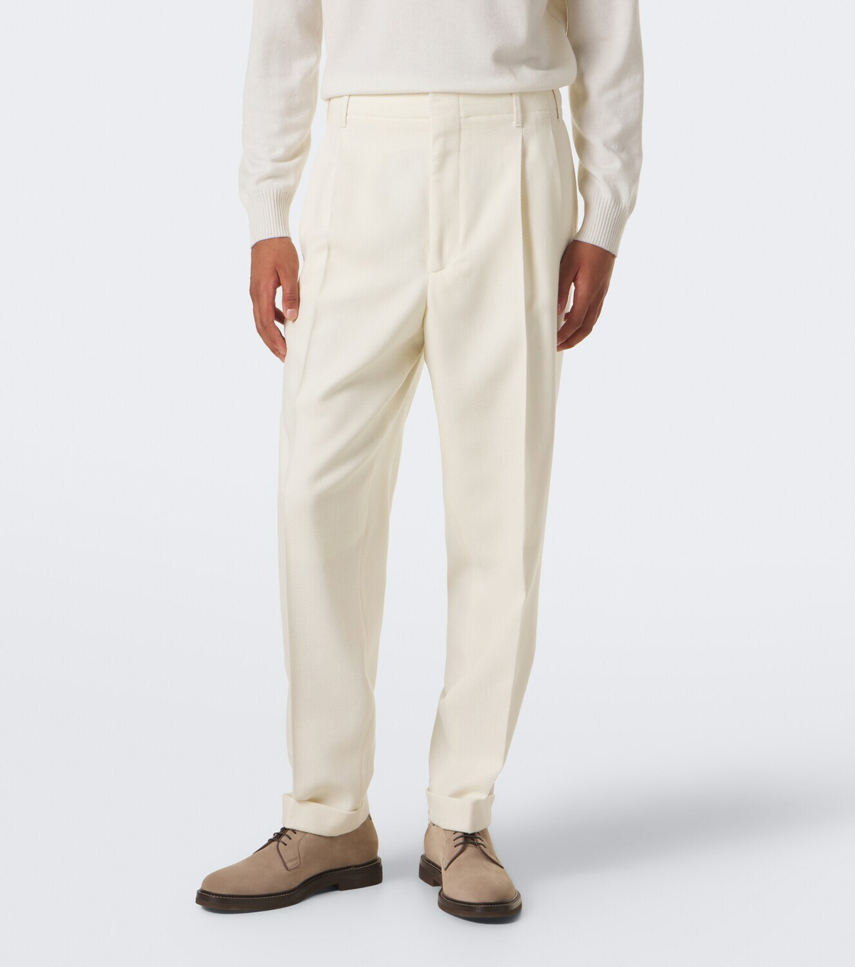 Brunello Cucinelli Pleated wool and cotton straight pants