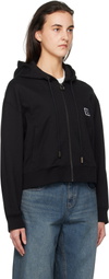 WOOYOUNGMI Black Back Logo Hooded Zip-Up Hoodie