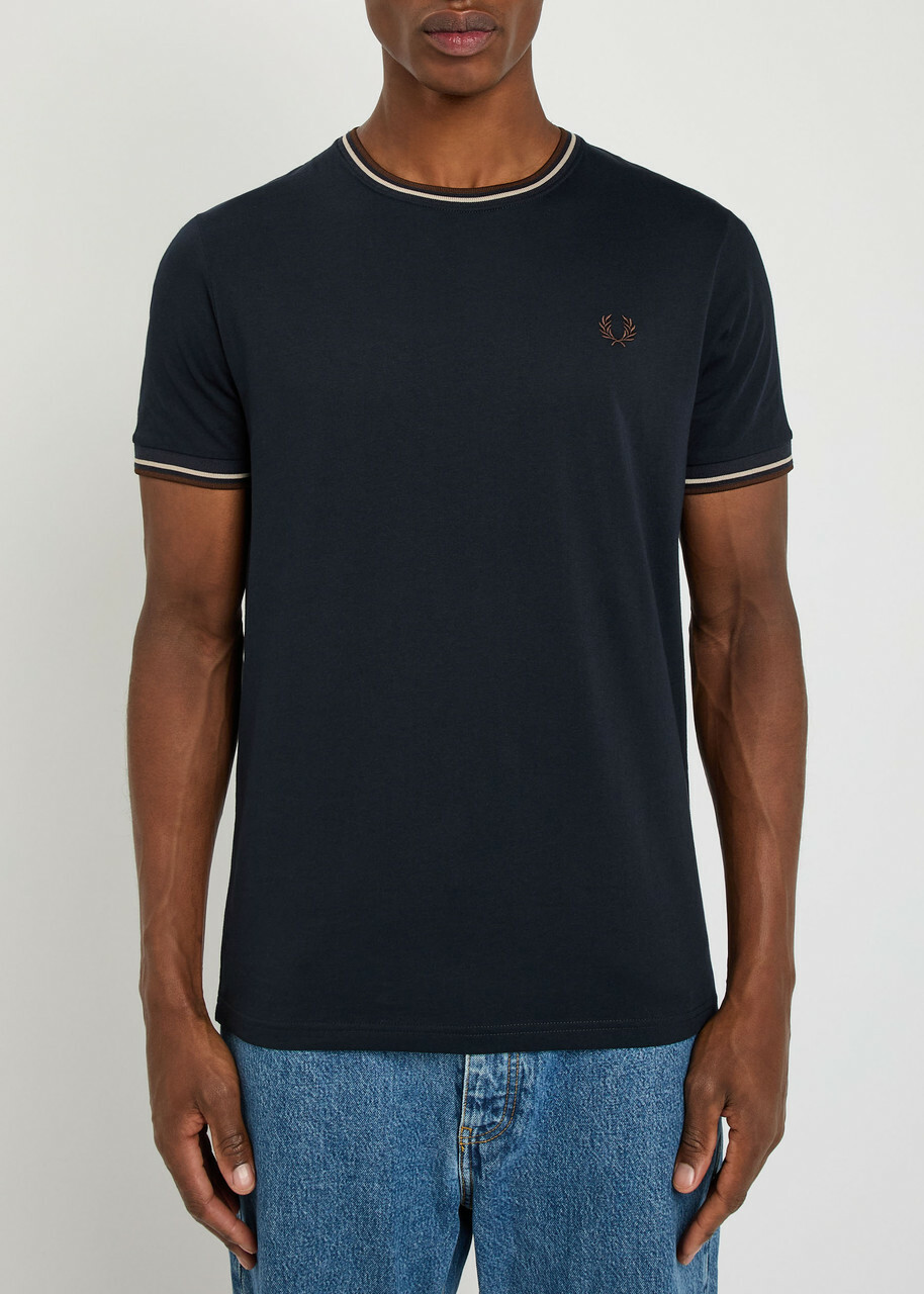Fred Perry Twin Tipped Logo Cotton T-shirt Navy