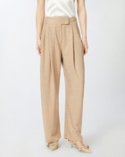 Pinko Wide Full Rhinestone Trousers Warm Taupe Beige