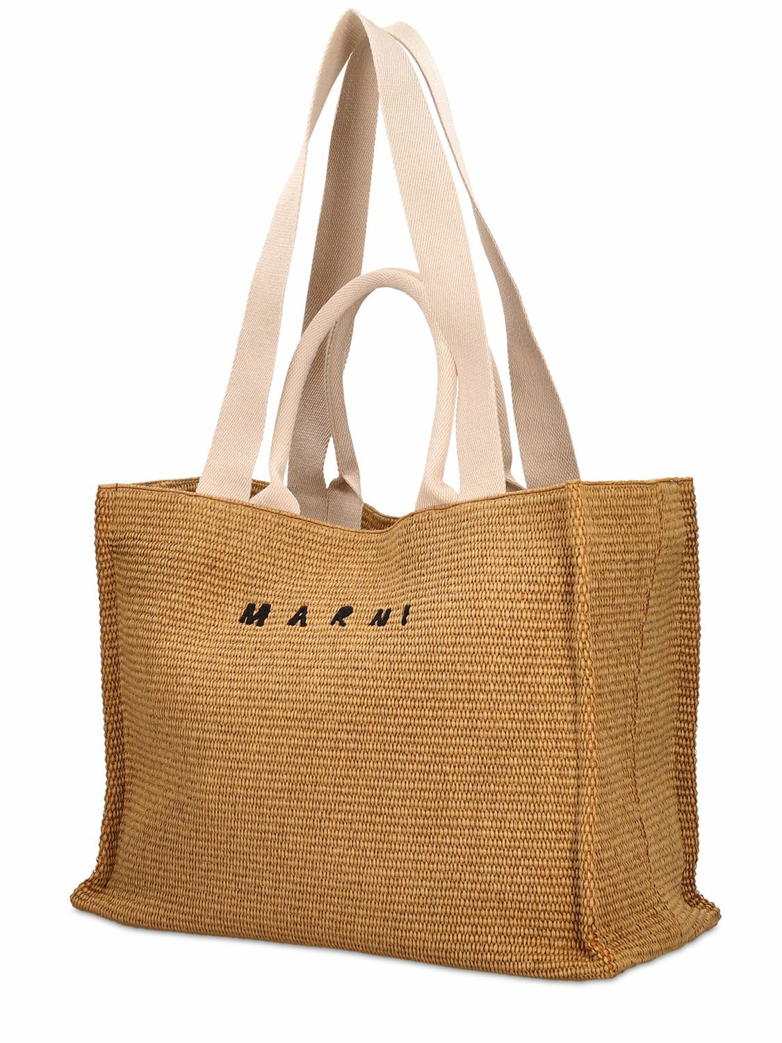 MARNI - Large Logo Raffia Effect Tote Bag Marni