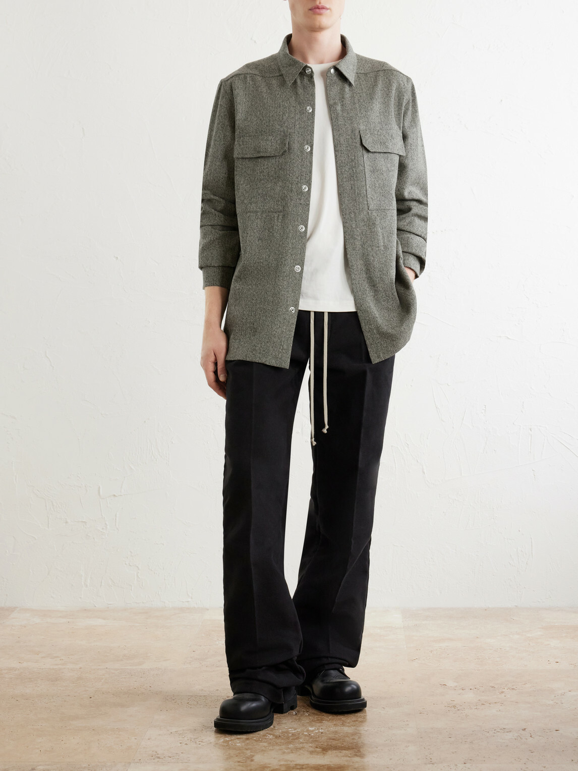 Rick Owens - Mélange Wool Overshirt - Green