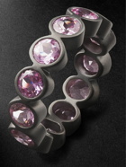 42 Suns - Small 14-Karat Blackened Gold Laboratory-Grown Sapphire Eternity Ring - Pink