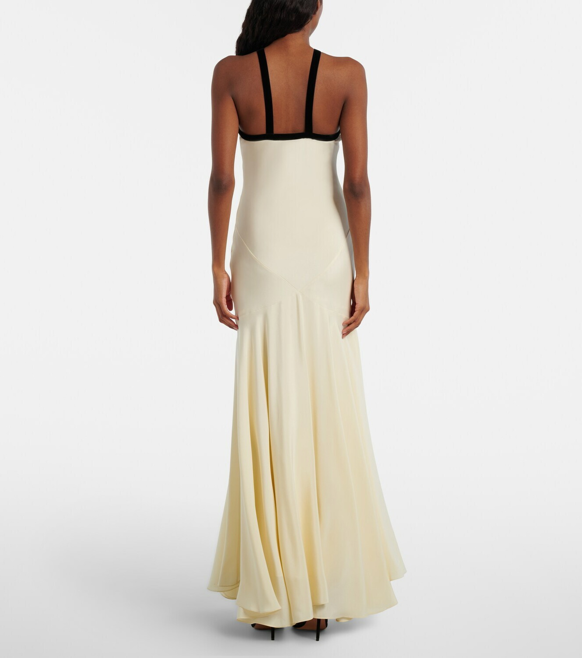Rodarte Velvet-trimmed silk crêpe maxi dress