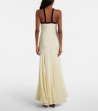 Rodarte Velvet-trimmed silk crêpe maxi dress