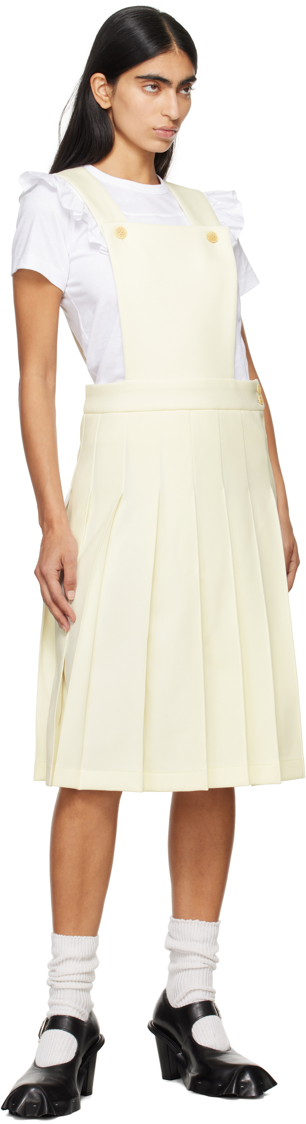 Comme des Garçons Girl Off-White Jersey Pinafore Midi Dress