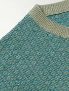 PIACENZA 1733 - Jacquard-Knit Silk and Linen-Blend T-Shirt - Green