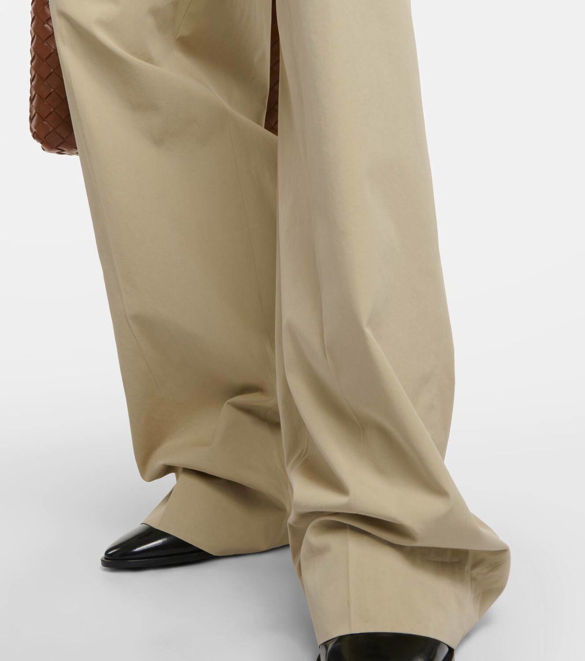 パンツ Bottega Veneta Cotton And Silk Wide-Leg Pants Bottega Veneta Mid-rise cotton and silk wide-leg pants
