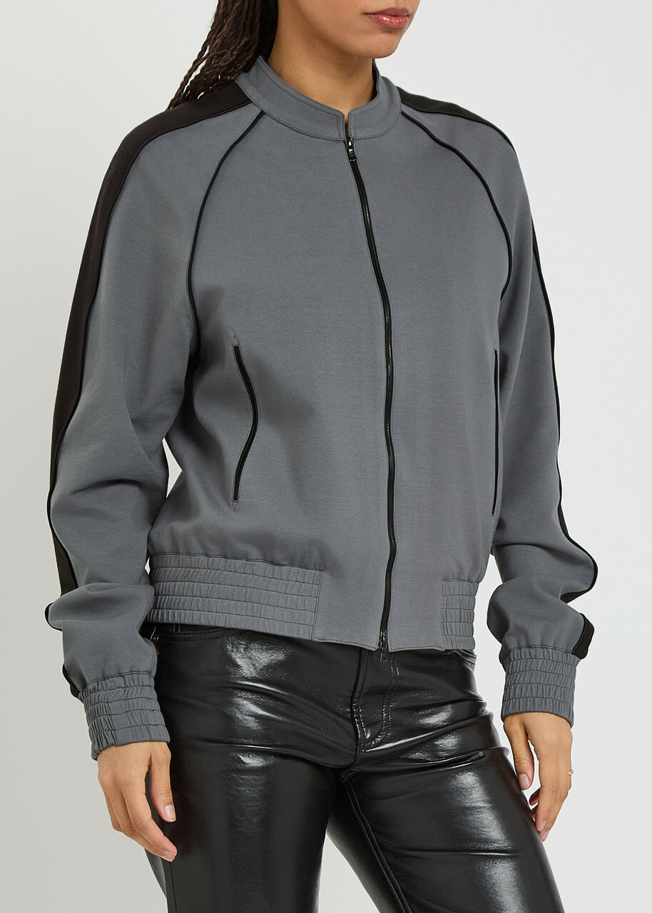 Aaron Esh Panelled Jersey Varsity Jacket Grey